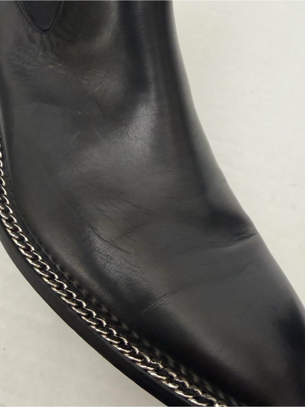 Givenchy Black Chain-Link Trim Chelsea Boots Size 38 (US Women’s 7.5-8) - Picture 7 of 16